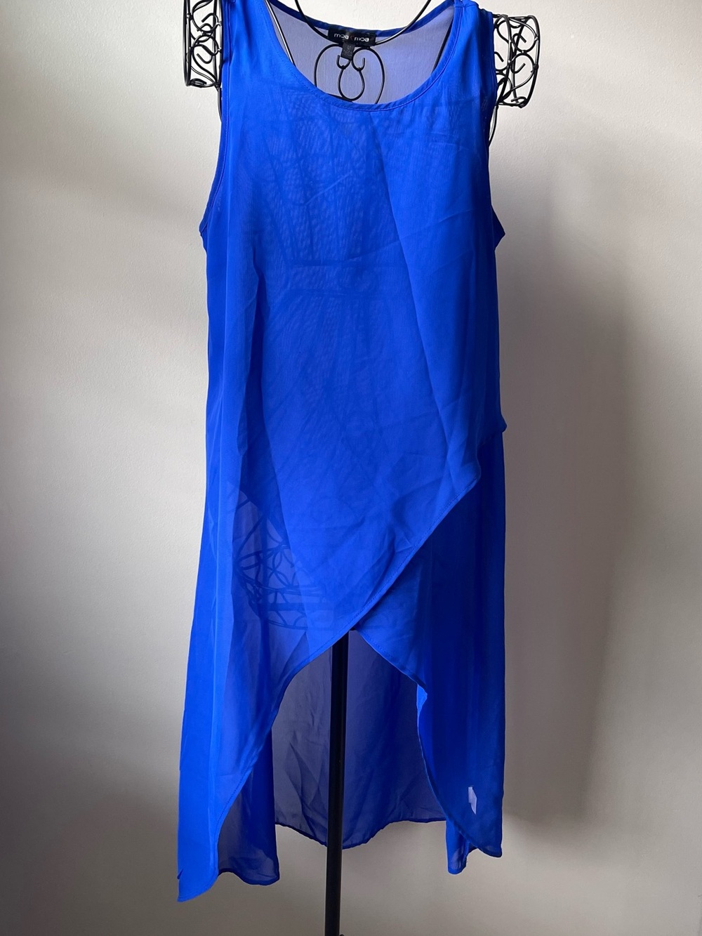 Bright Royal Blue Asymmetrical Sleeveless Tunic